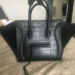 Céline Phantom Croc Embossed Medium Luggage